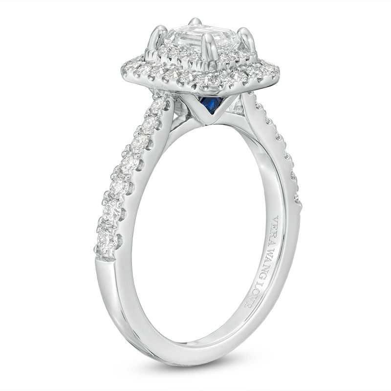 Vera Wang Love Collection 1.29 CT. T.W. Emerald-Cut Diamond Double Frame Engagement Ring in 14K White Gold
