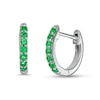 Thumbnail Image 0 of Emerald Huggie Hoop Earrings in 10K White Gold