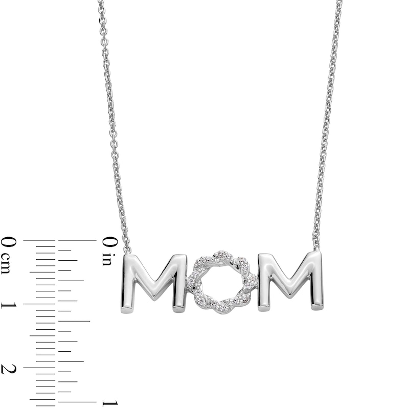 Circle of Gratitude® Collection 0.20 CT. T.W. Diamond Twist "MOM" Necklace and Drop Earrings Set in Sterling Silver