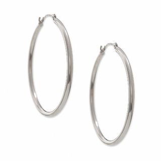 14K White Gold 31.5mm Hoop Earrings|Peoples Jewellers