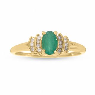 10K Gold Emerald Crown Ring with Diamond Accents|Peoples Jewellers