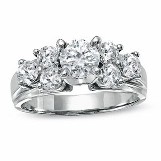 1.50 CT. T.W. Certified Diamond Cluster Engagement Ring in 14K White Gold|Peoples Jewellers