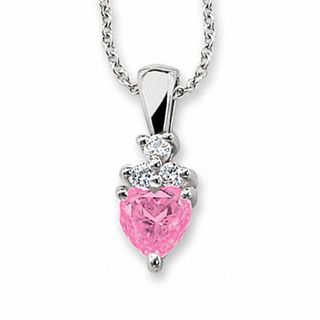 Pink Sapphire and Diamond Heart Pendant in 14K White Gold|Peoples Jewellers