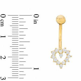 014 Gauge Heart Belly Button Ring with Cubic Zirconia in 14K Gold|Peoples Jewellers