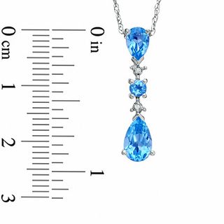 Pear-Shaped Blue Topaz and Diamond Accent Pendant in 10K White Gold|Peoples Jewellers