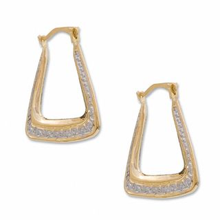 14K Two-Tone Gold Rectangle Hoop Earrings|Peoples Jewellers