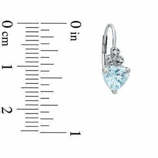 Heart-Shaped Aquamarine Leverback Earrings in 10K White Gold with a Diamond Accent|Peoples Jewellers