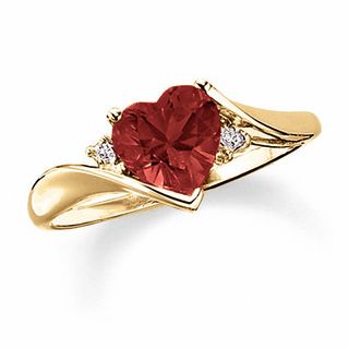 Heart-Shaped Garnet Ring in 10K Gold with Diamond Accents|Peoples Jewellers