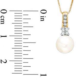 Freshwater Cultured Pearl and Diamond Accent Pendant in 10K Gold|Peoples Jewellers