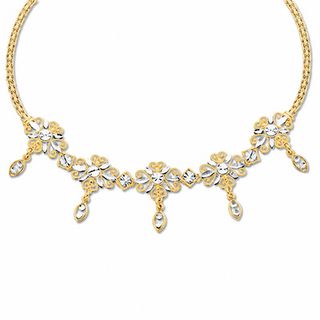 10K Two-Tone Gold Diamond-Cut Filigree Flower Necklace|Peoples Jewellers
