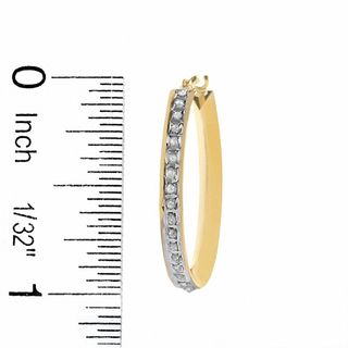 Diamond Fascination™ Triangle Tube Hoop Earrings in 14K Gold|Peoples Jewellers