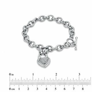 0.23 CT. T.W. Diamond Heart Link Bracelet in Sterling Silver|Peoples Jewellers