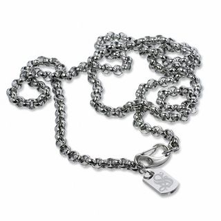 Simmons Jewellery Co. Men's Stainless Steel Rolo Link Chain Necklace with Diamond Accent - 36"|Peoples Jewellers