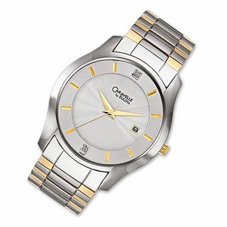 Men's Caravelle Two-Tone Watch with White Dial (Model: 45D001)|Peoples Jewellers