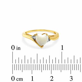 7.0mm Heart-Shaped Opal and Diamond Ring in 10K Gold|Peoples Jewellers