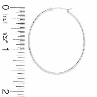 14K White Gold 40mm Diamond Cut Hinged Hoop Earrings|Peoples Jewellers