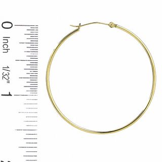 14K Gold 40mm Polished Hinged Hoop Earrings|Peoples Jewellers