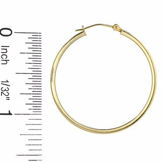 14K Gold 35mm Polished Square Hoop Earrings|Peoples Jewellers