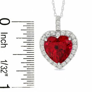 Heart Shaped Lab-Created Ruby And White Sapphire Pendant in 10K White Gold with Diamond Accents|Peoples Jewellers