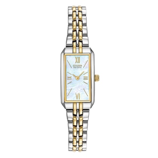 Ladies' Citizen Eco-Drive® Silhouette Two-Tone Bracelet Watch with Mother-of-Pearl Dial (Model: EG2694-59D)|Peoples Jewellers