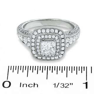 1.20 CT. T.W. Certified Framed Princess-Cut Diamond Ring in 14K White Gold|Peoples Jewellers