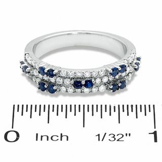0.75 CT. T.W. Diamond and Blue Sapphire Band in 14K White Gold|Peoples Jewellers