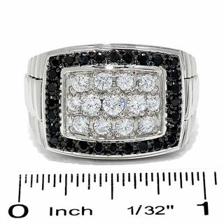 Men's 1.00 CT. T.W. Enhanced Black and White Diamond Cluster Ring in 14K White Gold|Peoples Jewellers