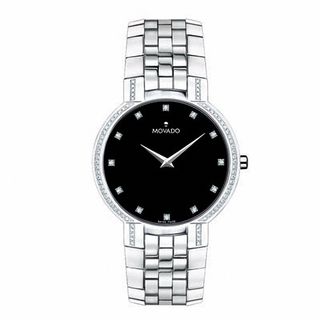 Men's Movado Faceto™ Stainless Steel Watch with Diamond Accents (Model: 0606237)|Peoples Jewellers