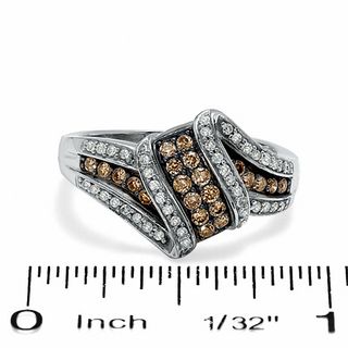 0.50 CT. T.W. Champagne and White Diamond Overlap Ring in 10K White Gold|Peoples Jewellers