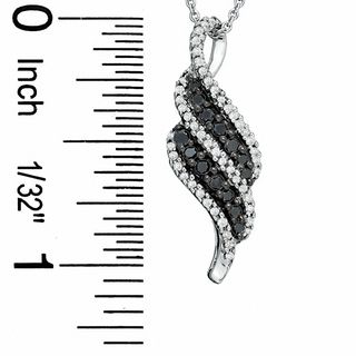 0.50 CT. T.W. Enhanced Black and White Diamond Double Flame Pendant in Sterling Silver|Peoples Jewellers