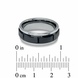 Triton Men's 8.0mm Comfort Fit Tungsten Carbide and Ceramic Panel Wedding Band - Size 10|Peoples Jewellers