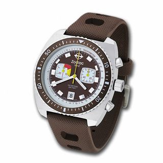 Men's Zodiac Sea Dragon Chronograph Strap Watch with Brown Dial (Model: ZS2236)|Peoples Jewellers