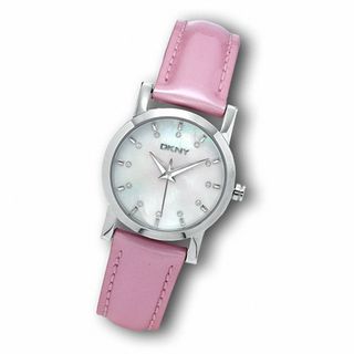 Ladies' DKNY White Dial Watch with Pink Leather Strap (Model: NY4761)|Peoples Jewellers