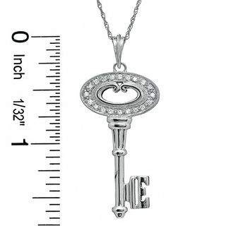 0.10 CT. T.W. Diamond Oval Key Pendant in Sterling Silver|Peoples Jewellers