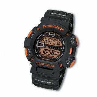 Men s Casio Digital Mudman Black and Orange G Shock Watch Model