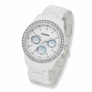 Ladies' Fossil Crystal Accent White Watch with White Dial (Model: ES1967)|Peoples Jewellers