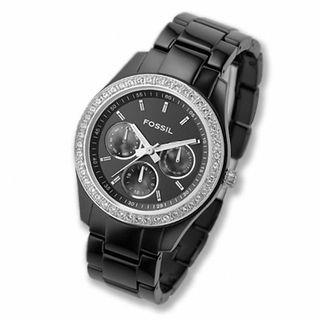 Ladies' Fossil Crystal Accent Black Watch (Model: ES2157)|Peoples Jewellers