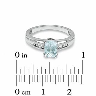 Cushion-Cut Aquamarine and White Sapphire Ring in 10K White Gold|Peoples Jewellers