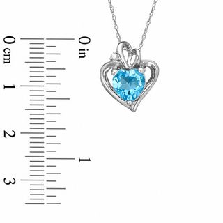 7.0mm Heart-Shaped Blue Topaz and White Sapphire Pendant in 10K White Gold|Peoples Jewellers