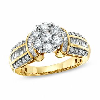 1.25 CT. T.W. Composite Diamond Flower Engagement Ring in 14K Gold|Peoples Jewellers