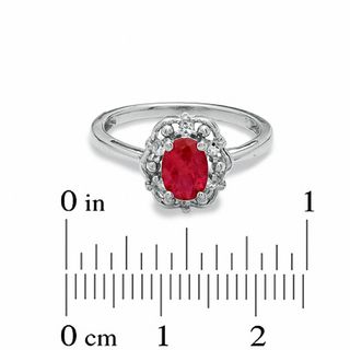 Oval Lab-Created Ruby and White Sapphire Ring in Sterling Silver|Peoples Jewellers