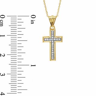 0.07 CT. T.W. Diamond Cross Pendant in 10K Gold - 16"|Peoples Jewellers