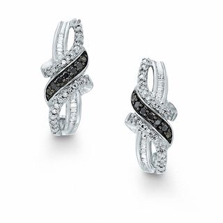 0.25 CT. T.W. Enhanced Black and White Diamond Earrings in 10K White Gold|Peoples Jewellers