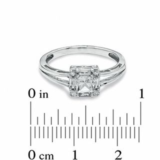 Princess-Cut Lab-Created White Sapphire Framed Ring in 10K White Gold|Peoples Jewellers