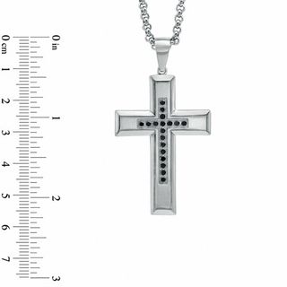 0.15 CT. T.W. Black Diamond Cross Pendant in Stainless Steel - 24"|Peoples Jewellers