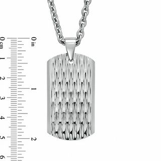 Men's Textured Dog Tag Pendant in Stainless Steel - 24"|Peoples Jewellers
