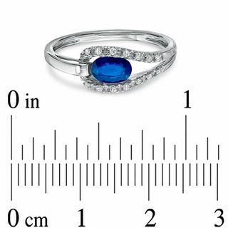 Oval Blue Sapphire and Diamond Accent Ring in 14K White Gold|Peoples Jewellers