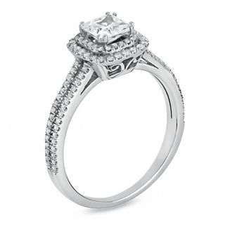 1.20 CT. T.W. Princess-Cut Diamond Framed Engagement Ring in 14K White Gold|Peoples Jewellers