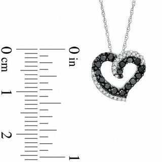 0.38 CT. T.W. Enhanced Black and White Diamond Double Heart Pendant in 10K White Gold|Peoples Jewellers