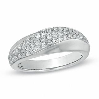 0.50 CT. T.W. Diamond Three Row Slant Band in 14K White Gold|Peoples Jewellers